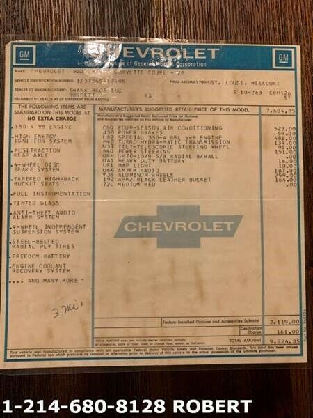 Chevrolet Corvette 1976 image number 1