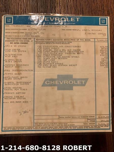 Chevrolet Corvette 1976 image number 1