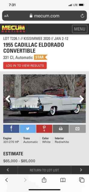 Cadillac Eldorado Convertible 1955 image number 45