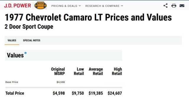 Chevrolet Camaro 1977 image number 7