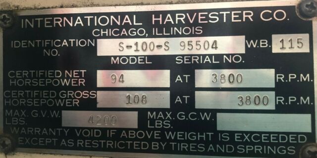 International Harvester S100 1957 image number 23