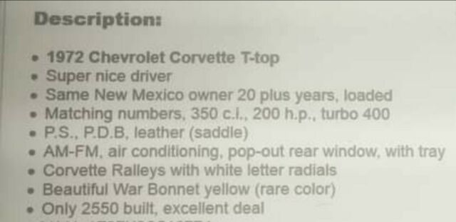 Chevrolet Corvette 1972 image number 35